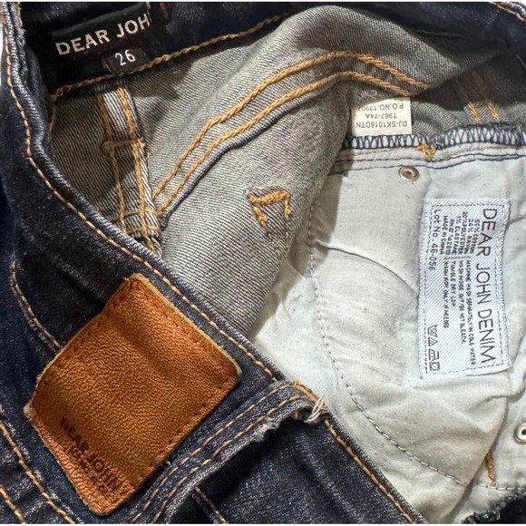 Dear John Women's Low Rise Distressed Denim Dark Wash Skinny Jeans SZ 26 W29/L28 - Picture 6 of 8